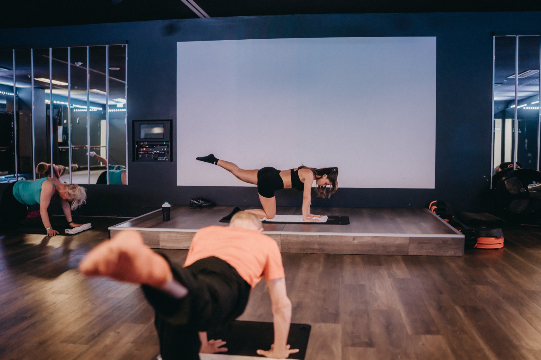 Pilates strength sequence led from the front of the room